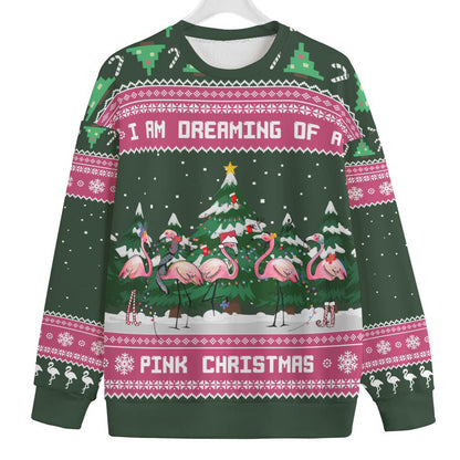 Pink Christmas Flamingo Men's Plus Size Christmas Sweater
