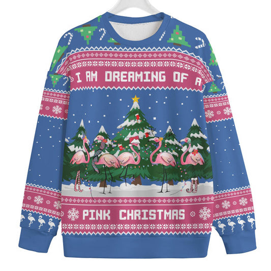Pink Christmas Flamingo Men's Plus Size Christmas Sweater