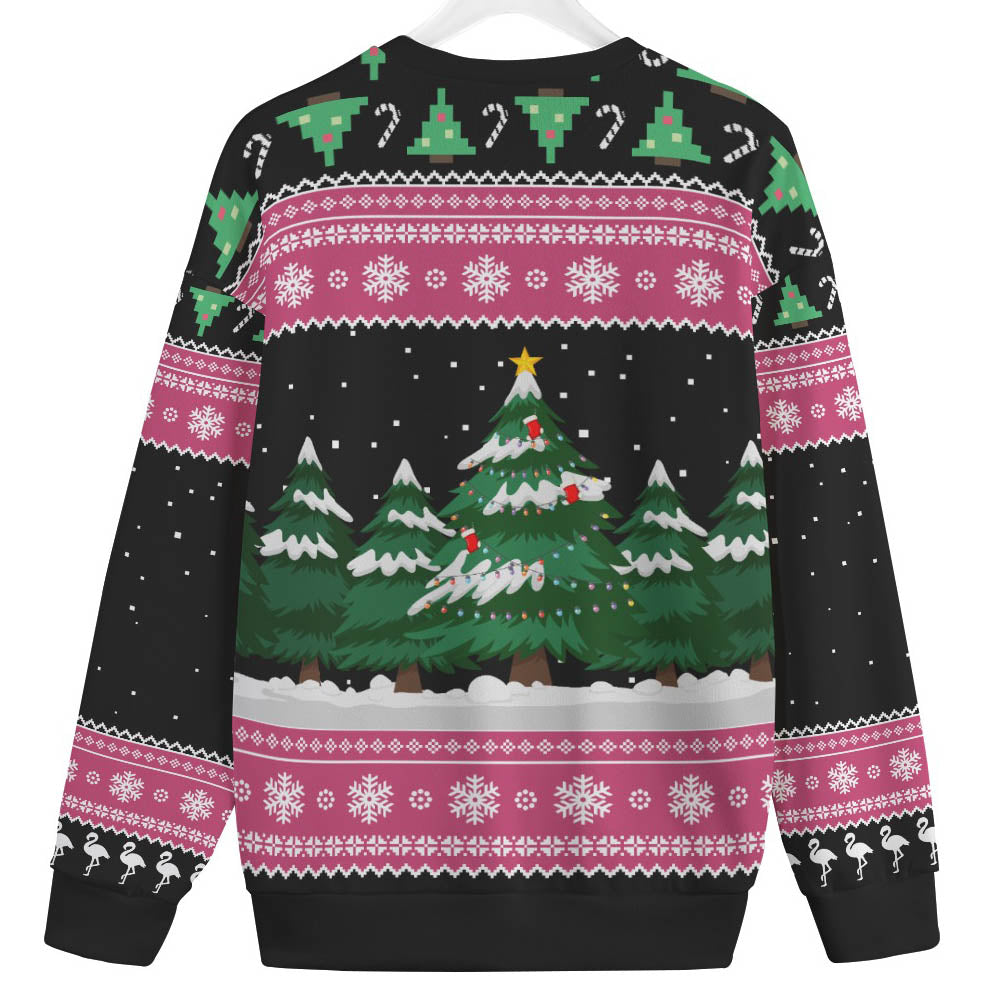 Pink Christmas Flamingo Men's Plus Size Christmas Sweater