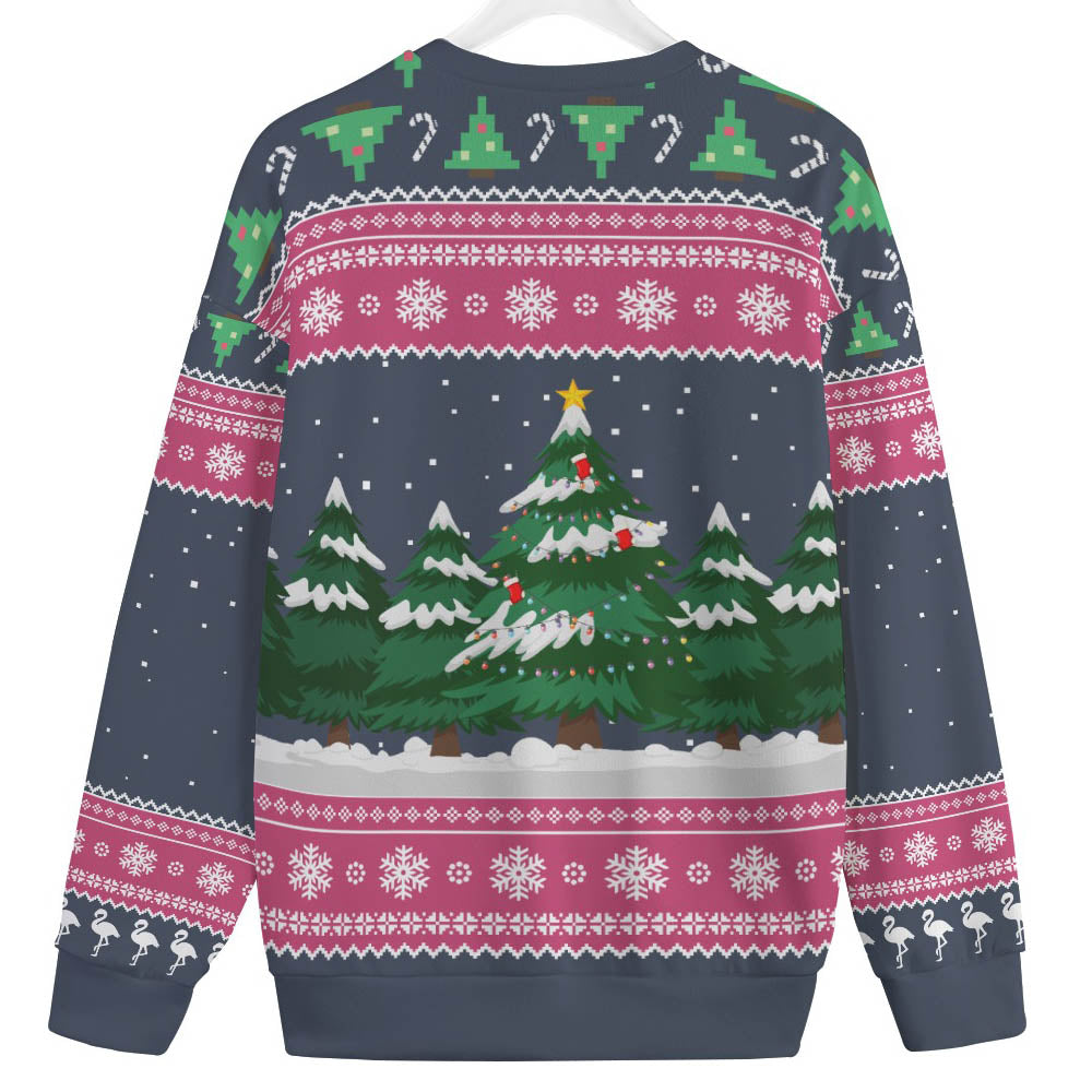 Pink Christmas Flamingo Men's Plus Size Christmas Sweater