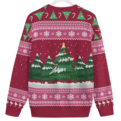Pink Christmas Flamingo Men's Plus Size Christmas Sweater
