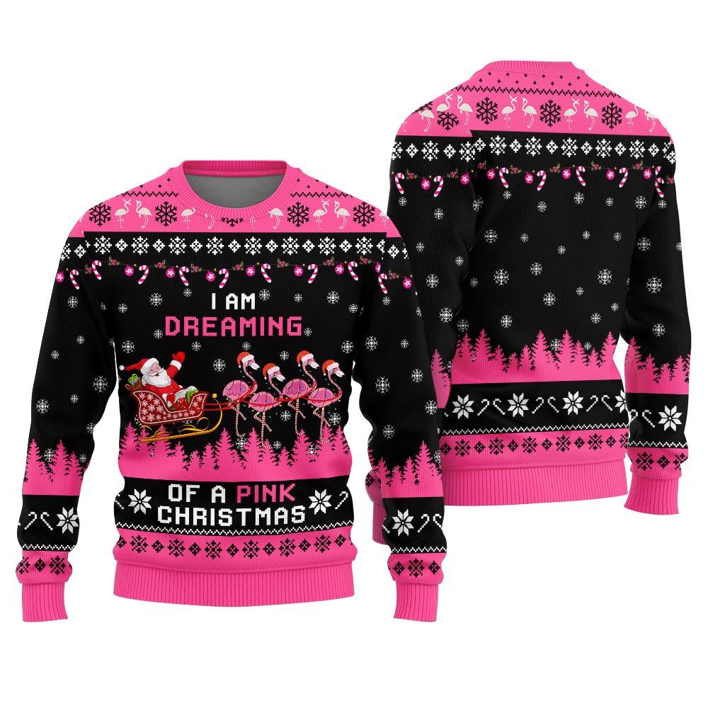 Pink Christmas Flamingo Ugly Christmas Sweater