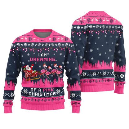 Pink Christmas Flamingo Ugly Christmas Sweater