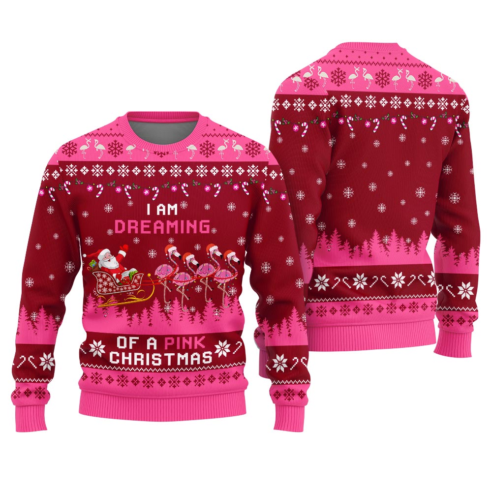 Pink Christmas Flamingo Ugly Christmas Sweater