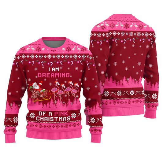 Pink Christmas Flamingo Ugly Christmas Sweater