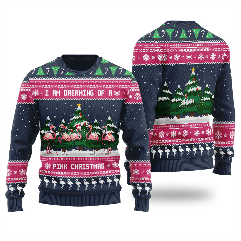 Pink Christmas Flamingo Ugly Sweater