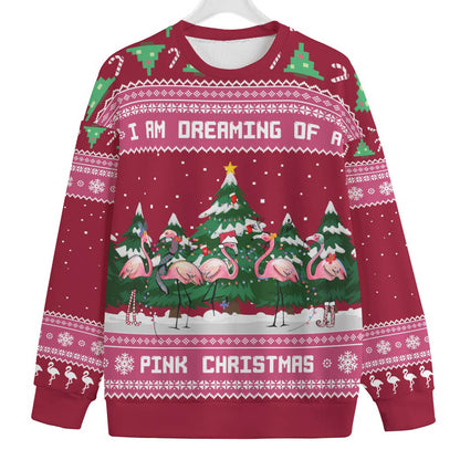 Pink Christmas Flamingo Women's Plus Size Christmas Sweater