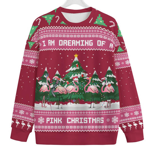 Pink Christmas Flamingo Women's Plus Size Christmas Sweater