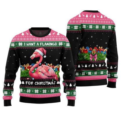 Pinky Flamingo Ugly Christmas Sweater