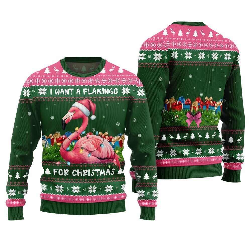 Pinky Flamingo Ugly Christmas Sweater