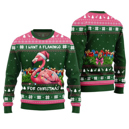 Pinky Flamingo Ugly Christmas Sweater