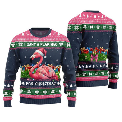 Pinky Flamingo Ugly Christmas Sweater