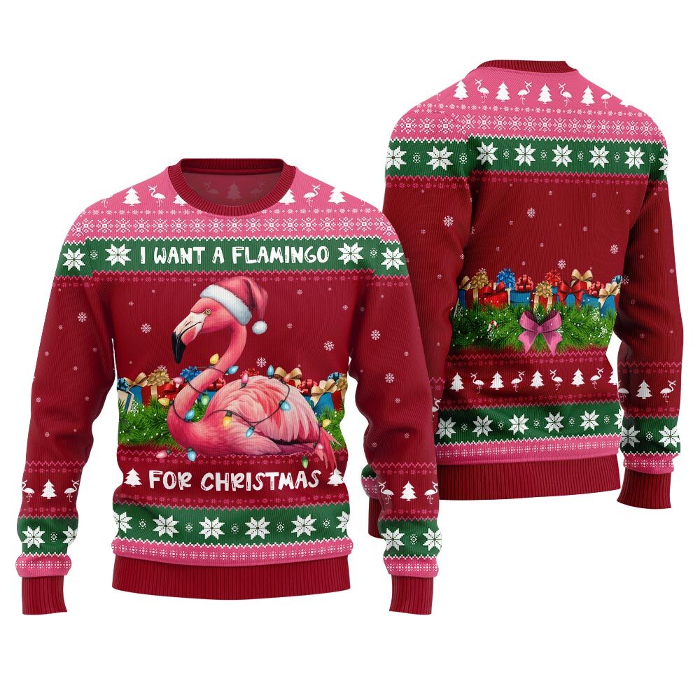 Pinky Flamingo Ugly Christmas Sweater