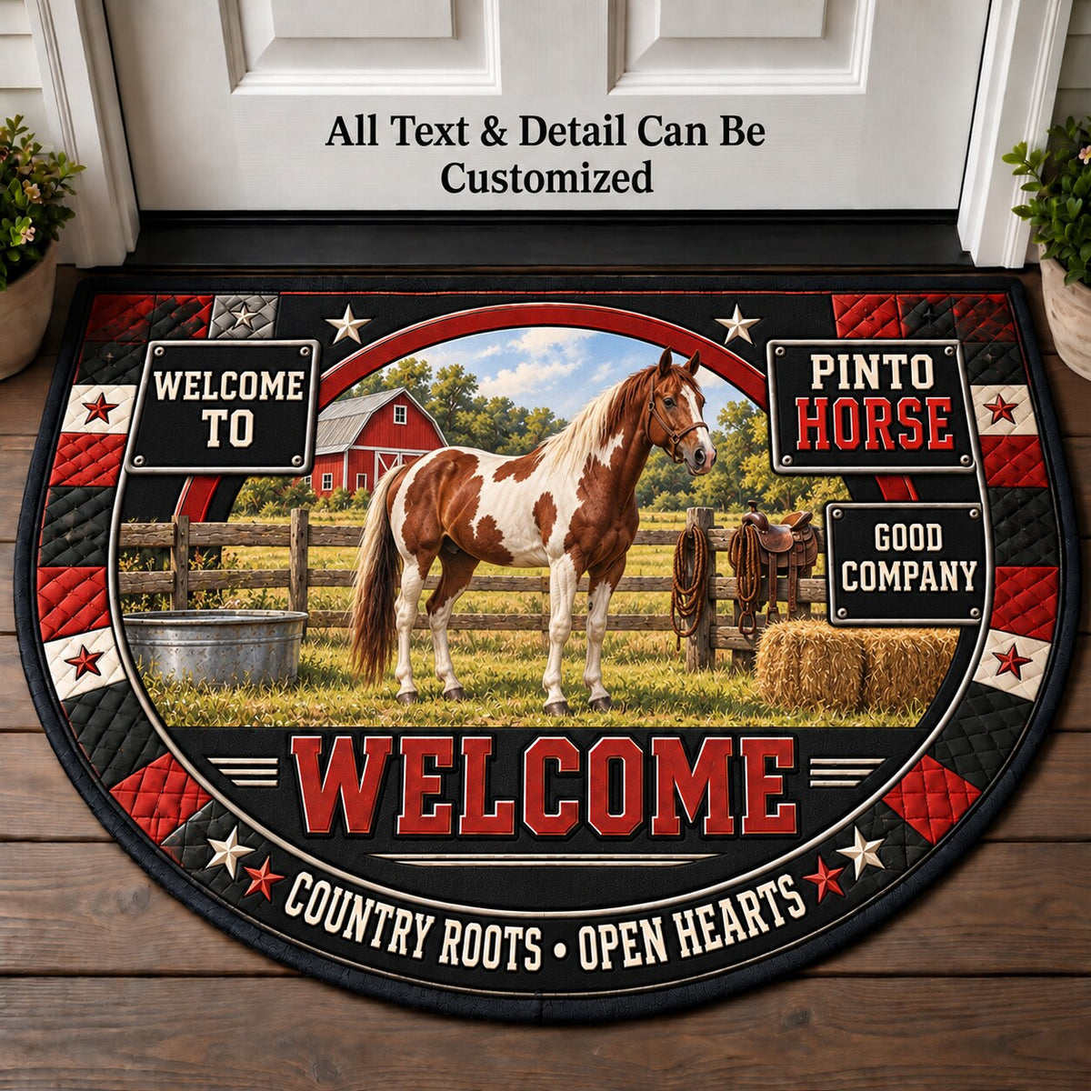 Pinto Horse Personalized Half Round Mat | 5To9Vibe