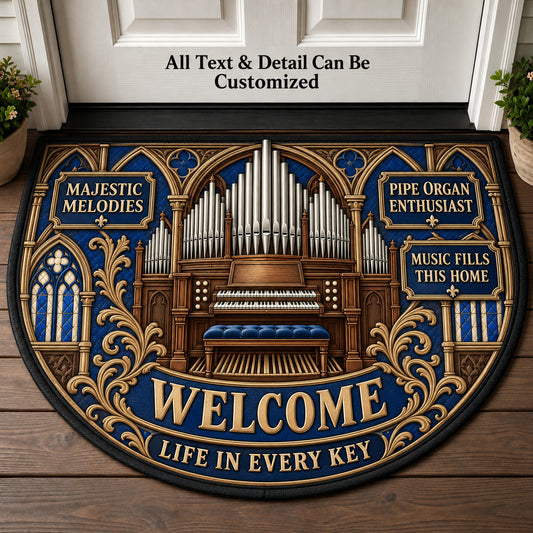 Pipe Organ Enthusiast Personalized Half Round Mat | 5To9Vibe
