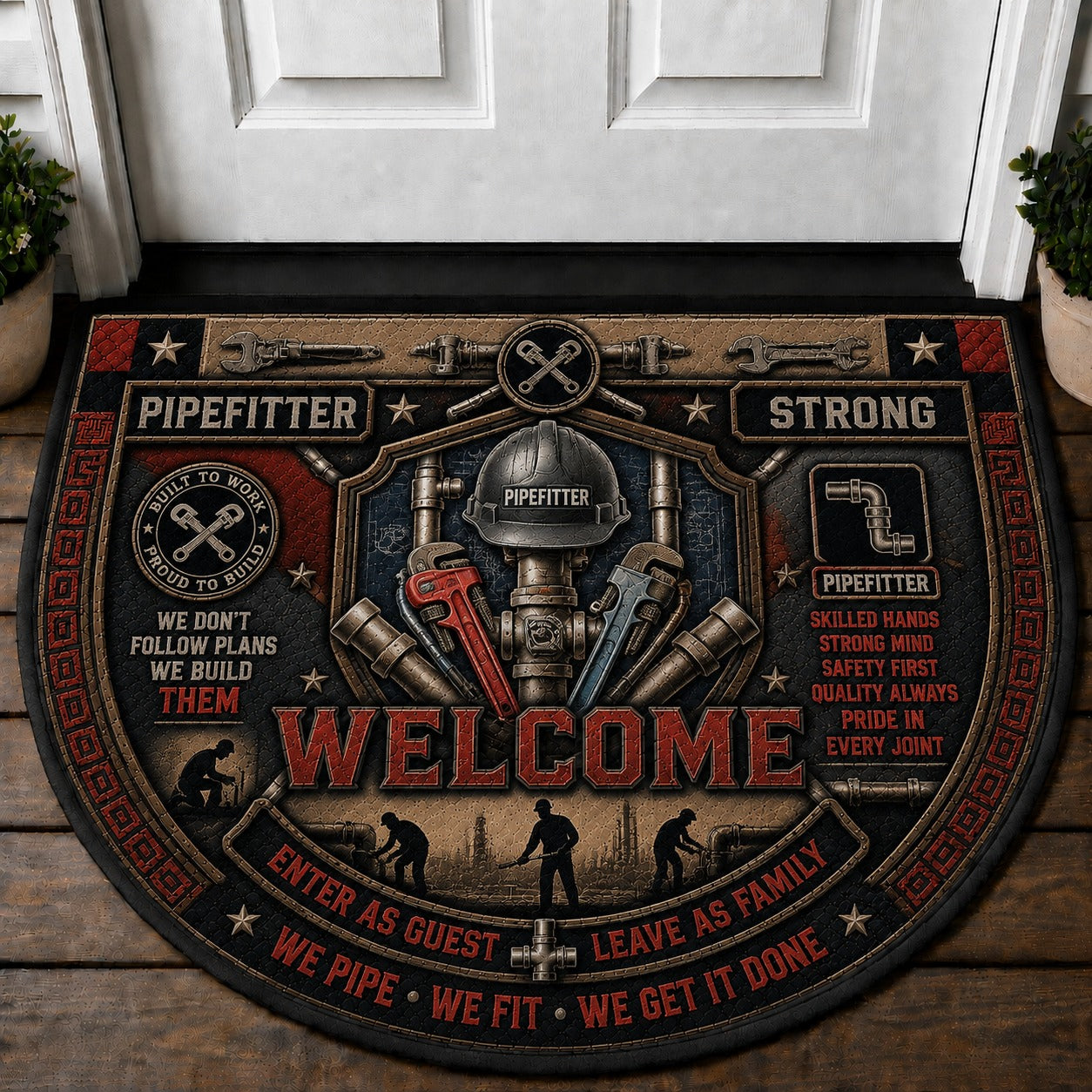 US Military Pride Quilted Print Premium Welcome Mat – Personalized Doormat