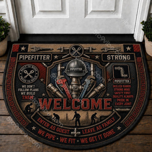 Pipefitter Welcome Mat – "Pipefitter Strong" Skilled Tradesman Outdoor Doormat - 5to9vibe