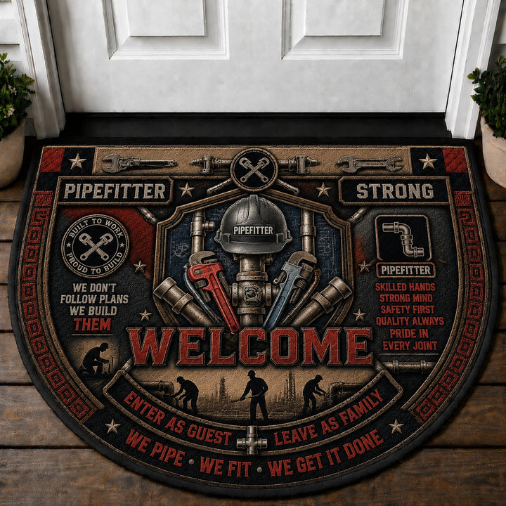 Pipefitter US Military Pride Quilted Print Premium Welcome Mat – Personalized Doormat
