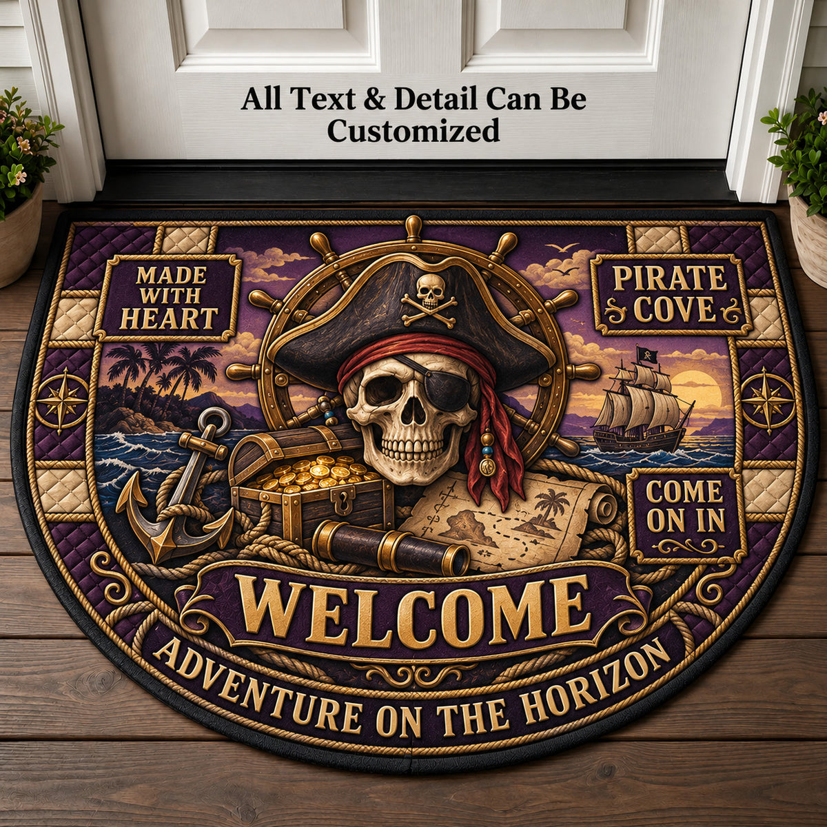 Pirate Cove Personalized Half Round Mat | 5To9Vibe