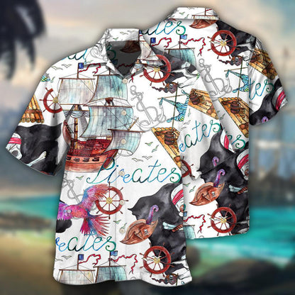 Pirate Ship Anchor White Style - Hawaiian shirt 