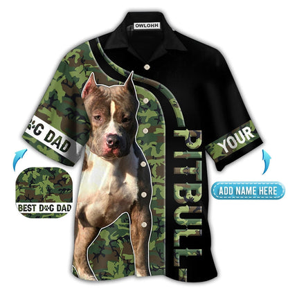 Hawaiian Shirt / Adults / S Pitbull Camo Best Dog Dad Personalized - Hawaiian Shirt 