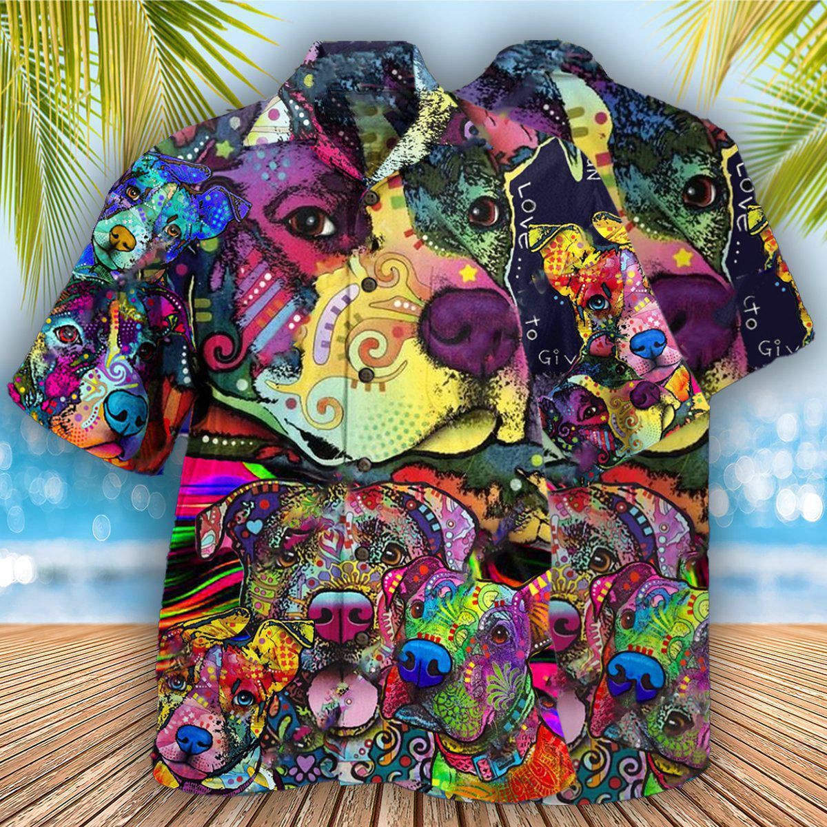 Pitbull Parents Colorful Painting - Hawaiian Shirt 
