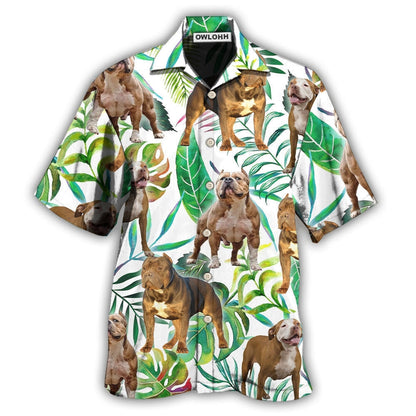 Hawaiian Shirt / Adults / S Pitbull And Tropical Leaf - Hawaiian Shirt 