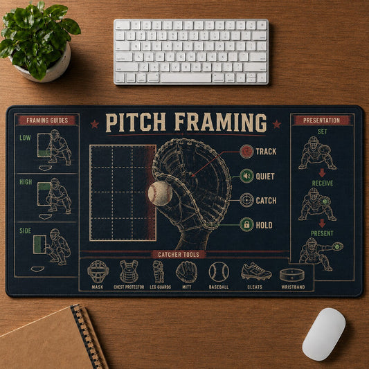 Pitch Framing Baseball Blueprint Desk Mat | 5To9Vibe