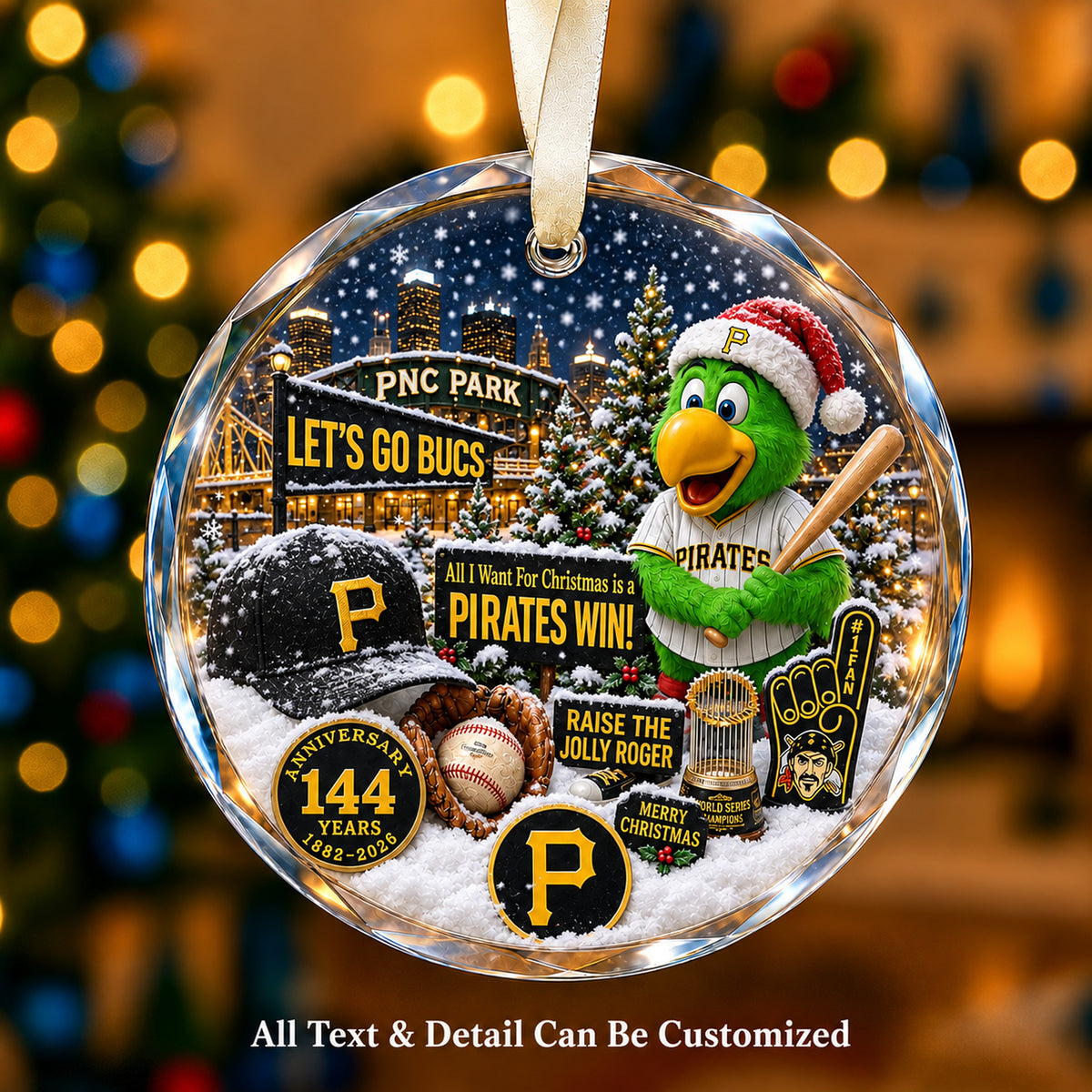 Baseball team Style 22 Glass Ornament mockup | 5To9Vibe
