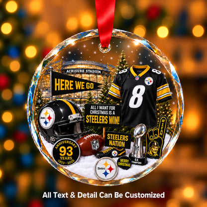 Pittsburgh Steelers Jersey Snow Globe Glass Ornament