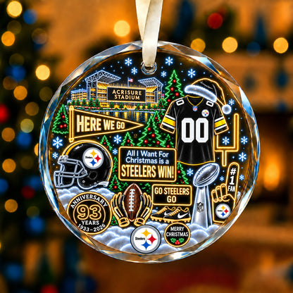 All Football Teams Christmas Neon Stadium Snow Glass Ornament With Gift Box - 5to9vibe