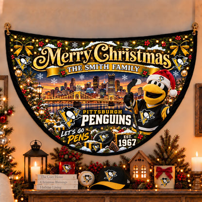 All Hockey Teams Personalized Christmas Night Bunting Flag - 5to9vibe