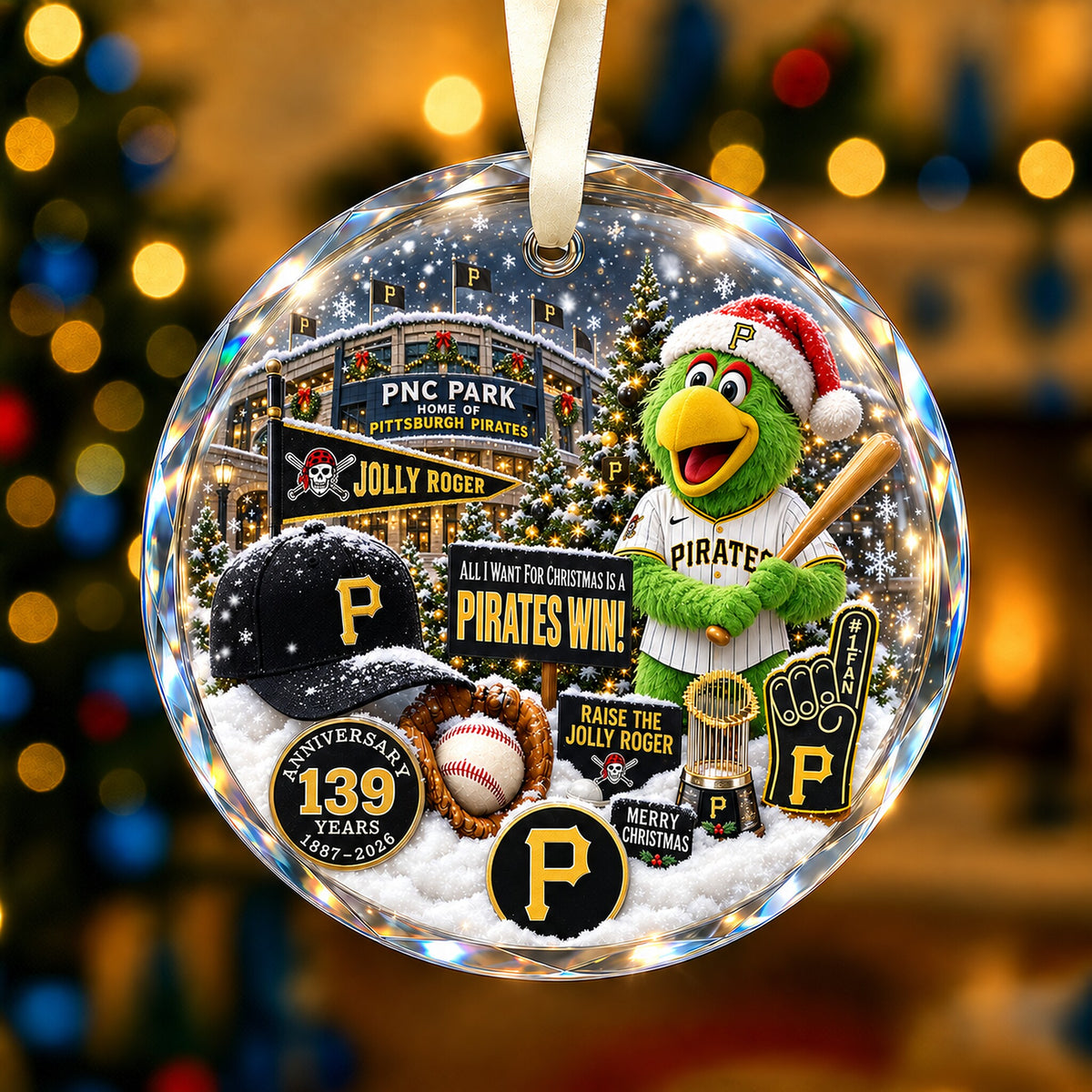 All Baseball Teams Christmas Snow Vibe Round Glass Ornament  With Red Gift Box | 5to9vibe