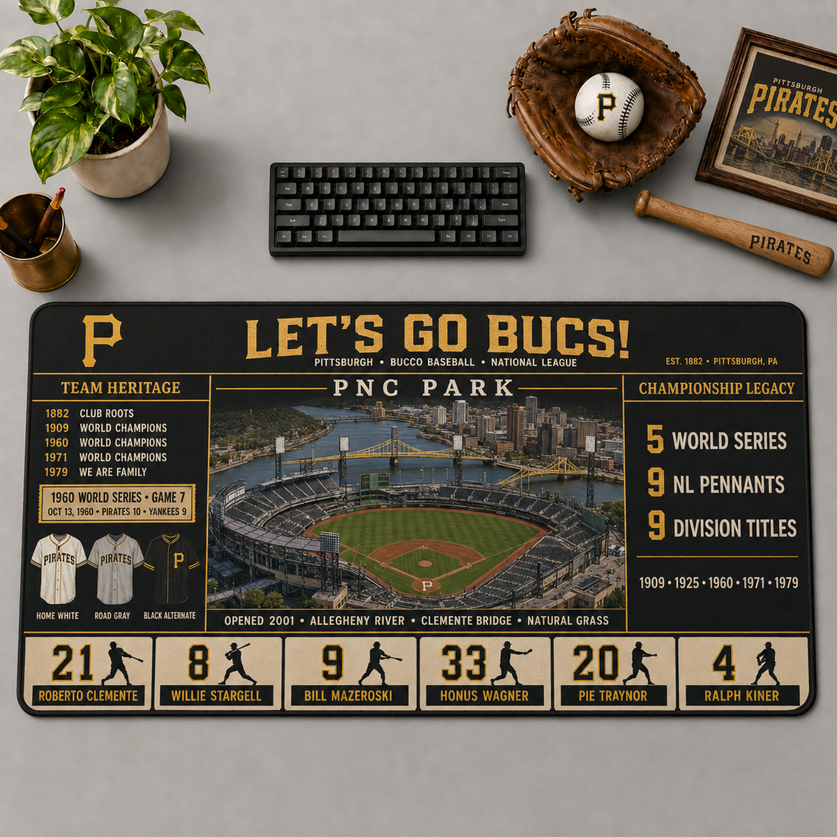 All Baseball Teams Vintage Stadium Desk Mat  Baseball Fan Desk Mat Mouse Pad Plus Size - 5to9vibe