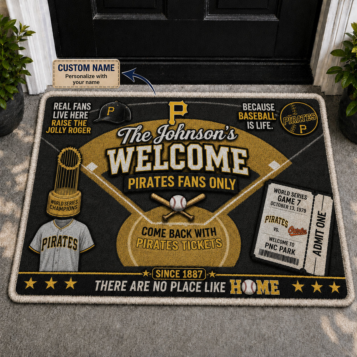 Alfombra personalizada de bienvenida premium de equipo de la MLB – Felpudo de béisbol personalizado