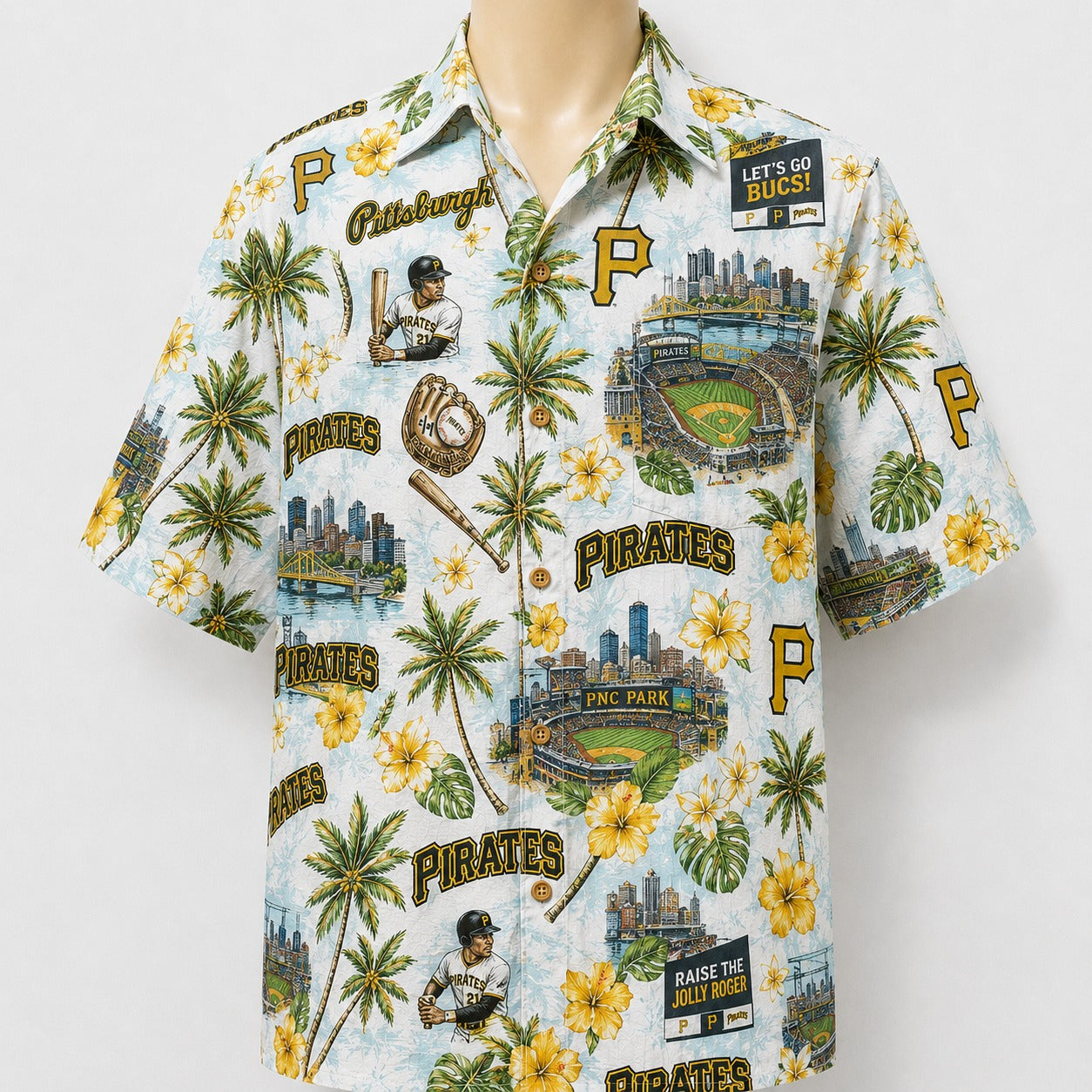 CC Baseball Teams Scenic Pattern Button-Up Unisex Hawaiian Shirt For Men and Women
