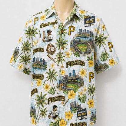 CC Baseball Teams Scenic Pattern Button-Up Unisex Hawaiian Shirt For Men and Women