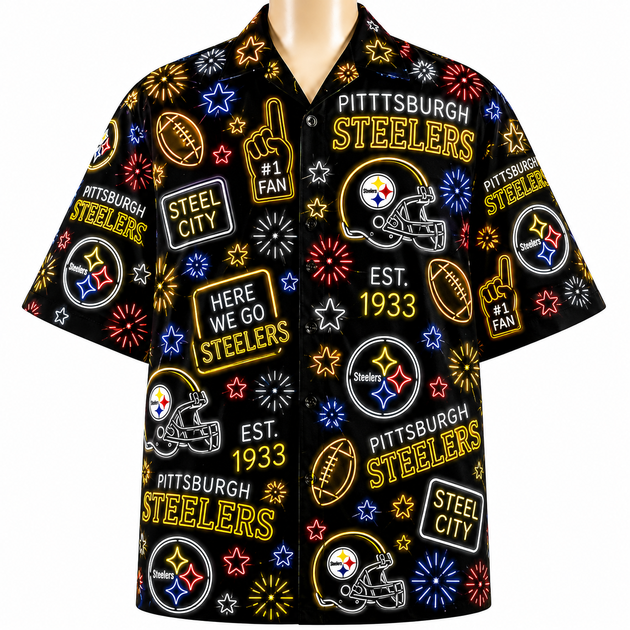 All Football Teams Neon Vibe Summer Button-Up Unisex Hawaiian Shirt For Men and Women