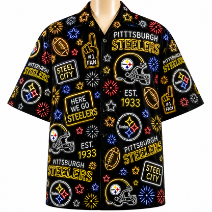All Football Teams Neon Vibe Summer Button-Up Unisex Hawaiian Shirt For Men and Women