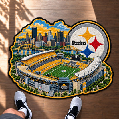 All Football Teams Logo Stadium Area Baseball Fan Custom Shape Rug Print Premium Welcome Mat Washable Black Border Personalized Football Custom Shape Rug