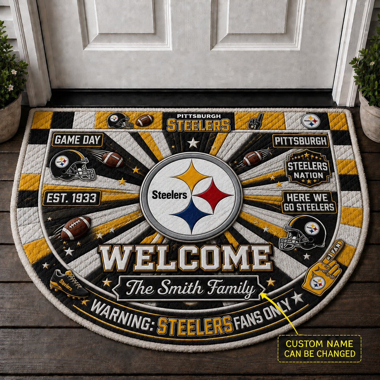 Official-Inspired Football Fan Custom Premium Welcome Mat – Personalized Doormat