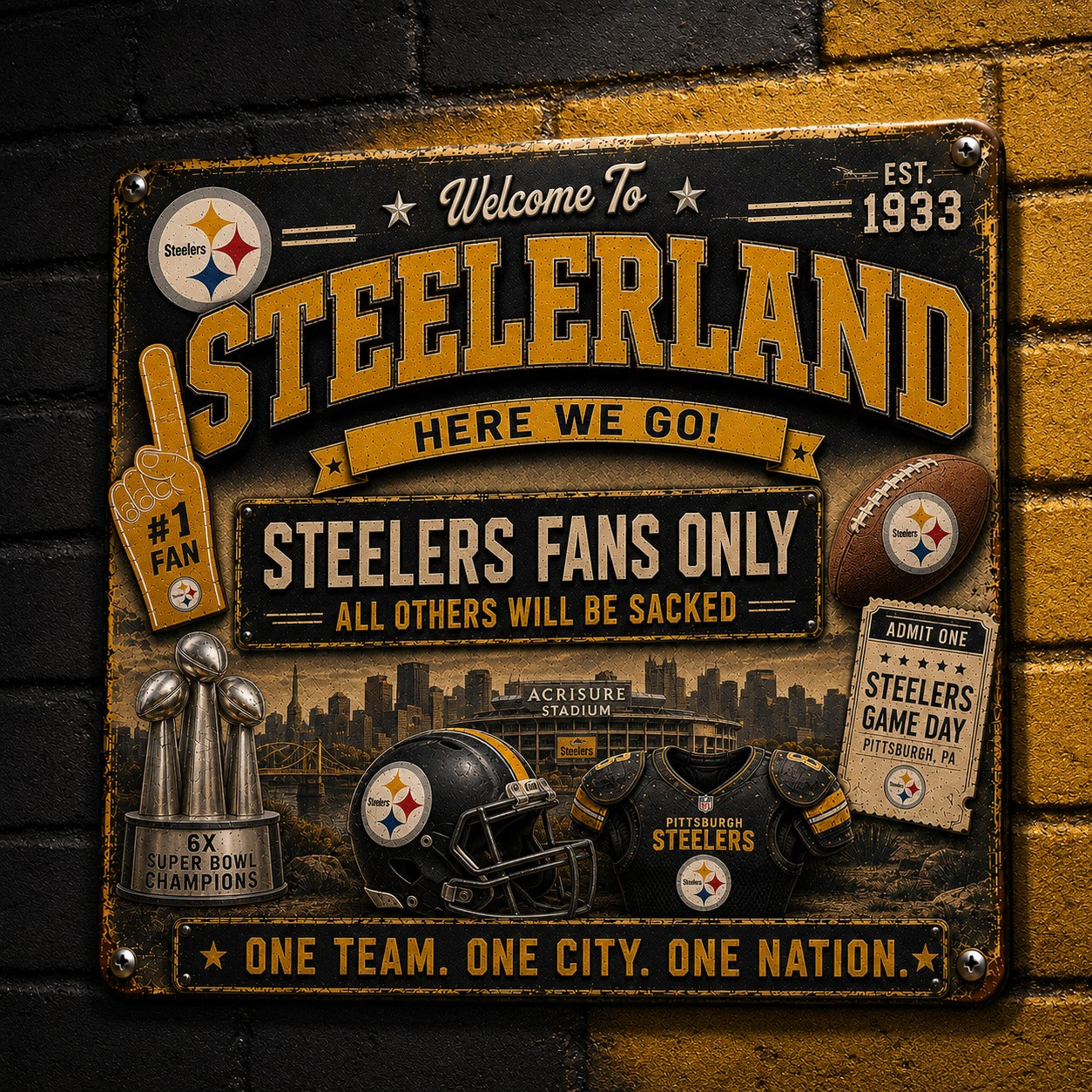 All Football Fans Teams Rustic Only Vintage Metal Sign - 5to9vibe
