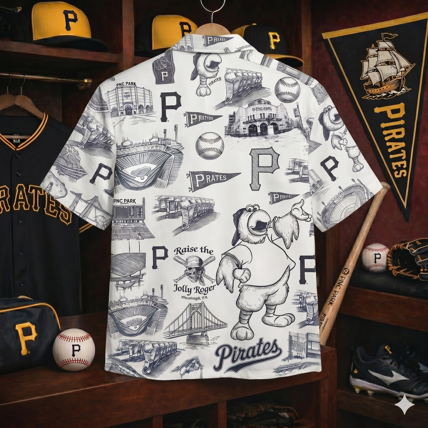 PP Baseball Stadium Slogan Legacy Vintage Unisex Button-Up Hawaiian Shirt