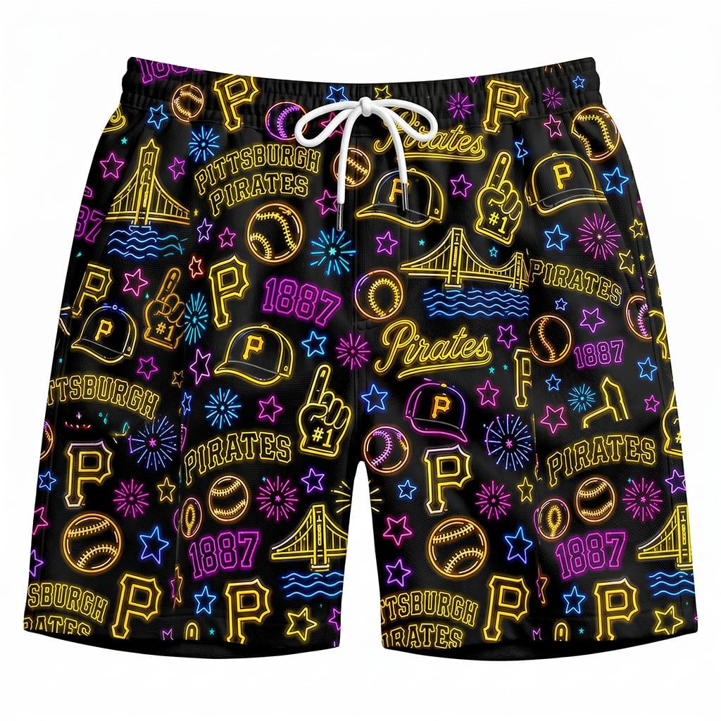 All Baseball Teams Neon Pattern Vibe Summer Party Button-Up Unisex Hawaiian Shirt For Men and Women