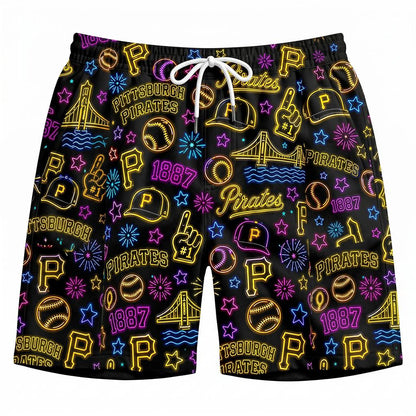 All Baseball Teams Neon Pattern Vibe Summer Party Button-Up Unisex Hawaiian Shirt For Men and Women
