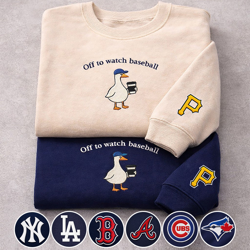 Off to watch Baseball Embroidered Logo Premium Quarter Zip Sweatshirt, Unisex Football Sweatshirt