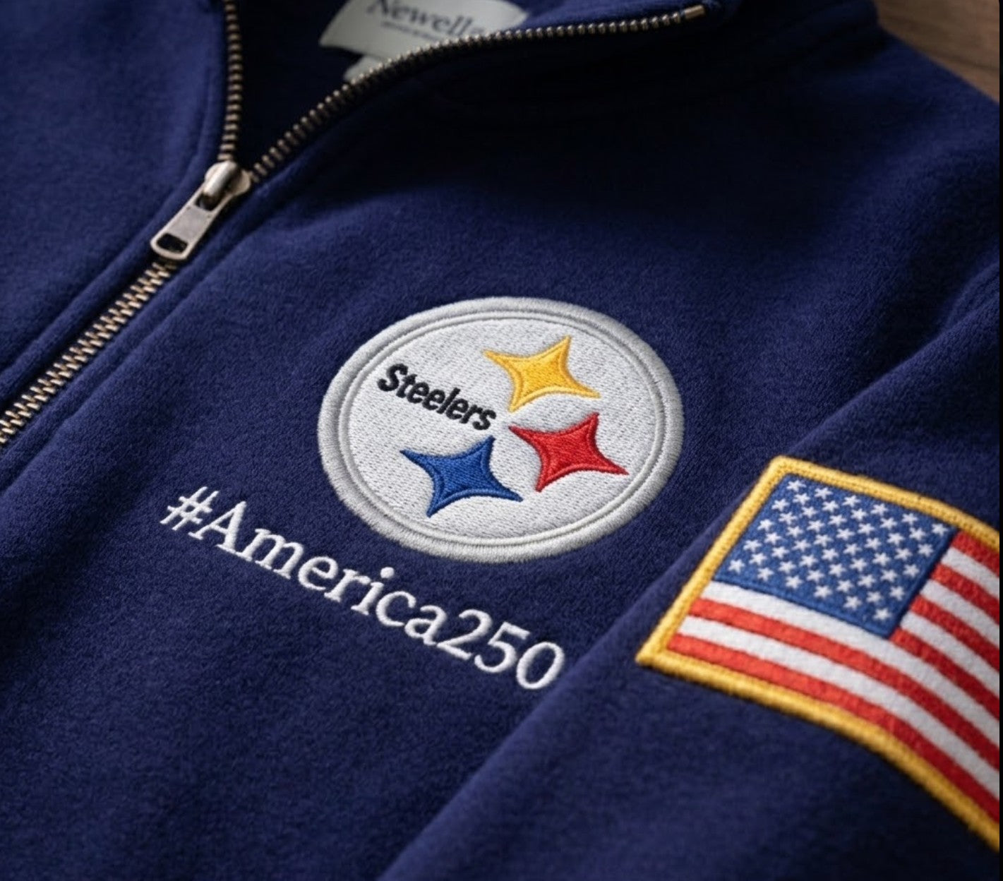 Football Logo America 250 Anniversary Embroidered Logo Premium Quarter Zip Sweatshirt, Inspired Quarter Zip Sweater
