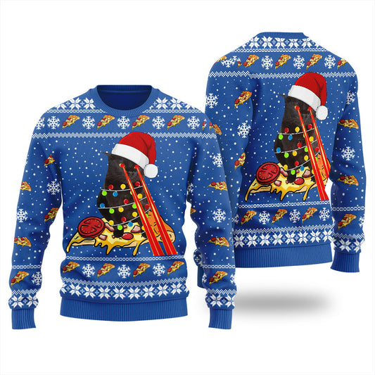Funny Pizza Cat Ugly Christmas Sweater For Women