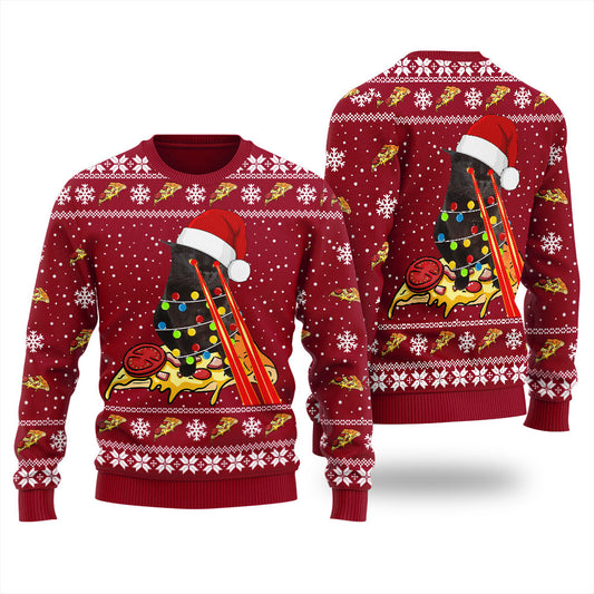 Pizza Cat With Laser Eyes Men's Ugly Christmas Sweater