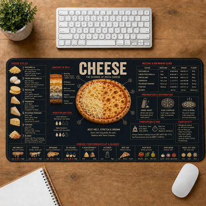 Pizza Cheese Cooking Technique & Reference Guide Desk Mat | 5To9Vibe